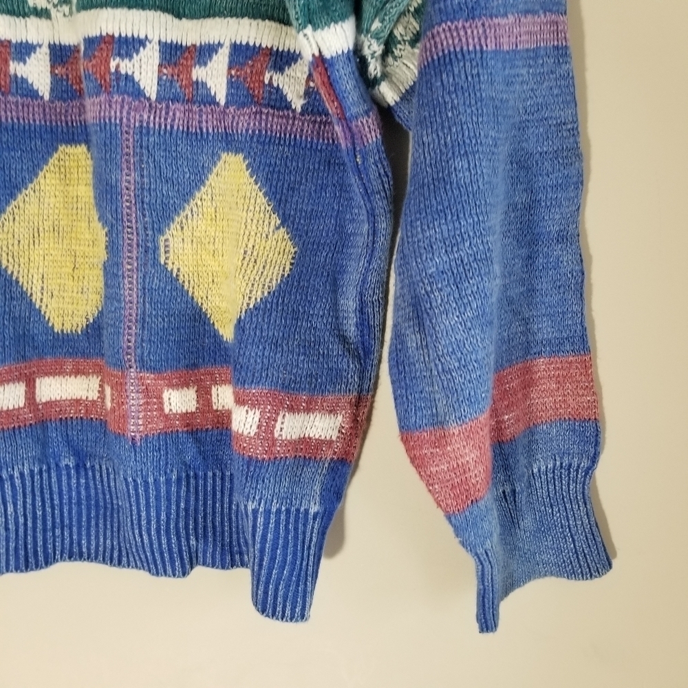 Vintage Union Bay Cotton Ramie Abstract Pattern Pullover Crewneck Sweater - Picture 3 of 7